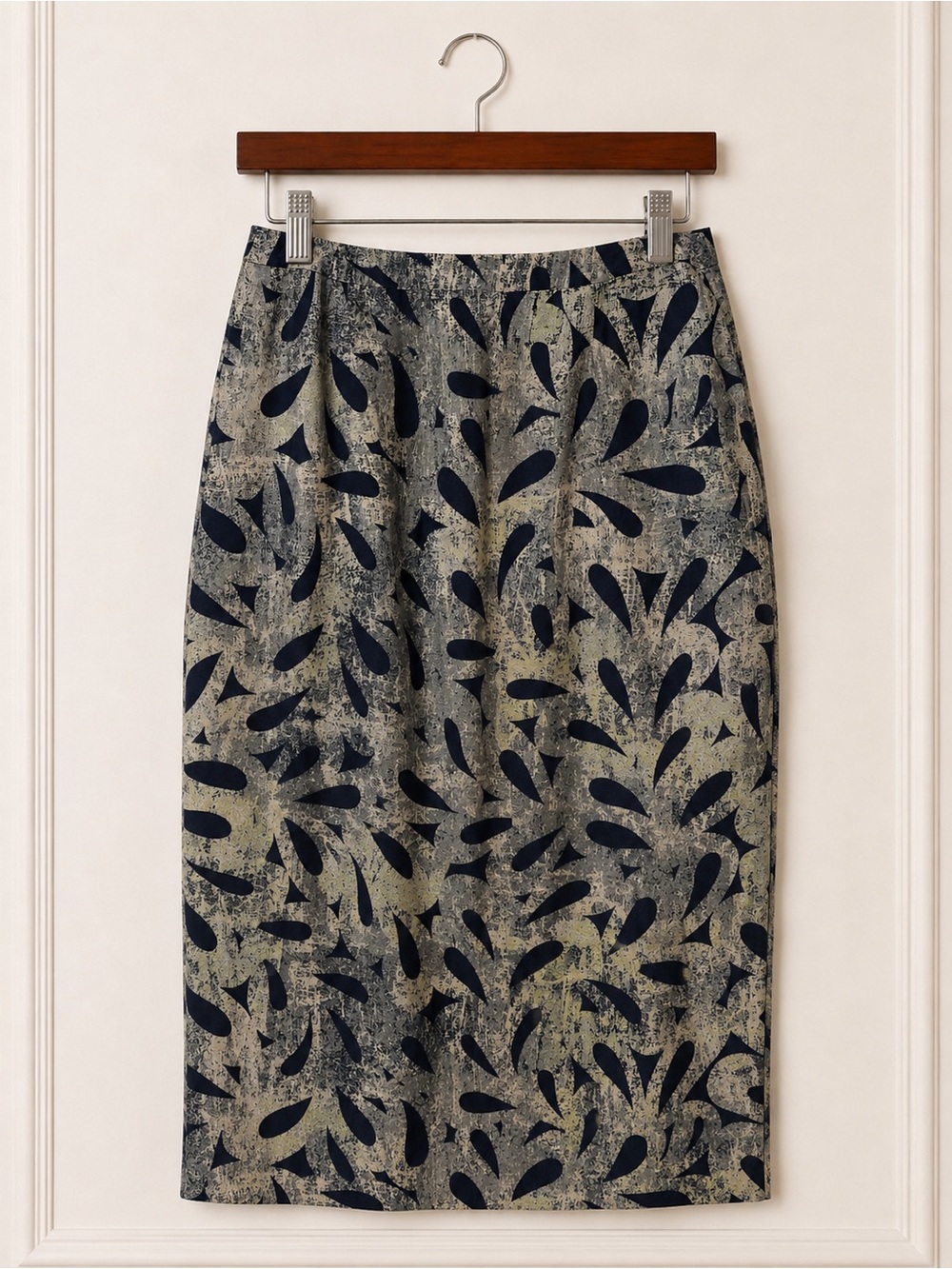 Sigrid Olsen Linen Silk Blend Midi Pencil Skirt Abstract Print Size 12 - Picture 2 of 7